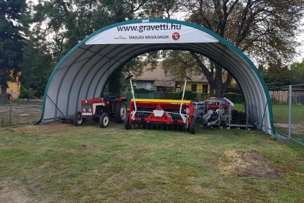Shelterall tárolósátor logózott félhold szélfogó hálóval